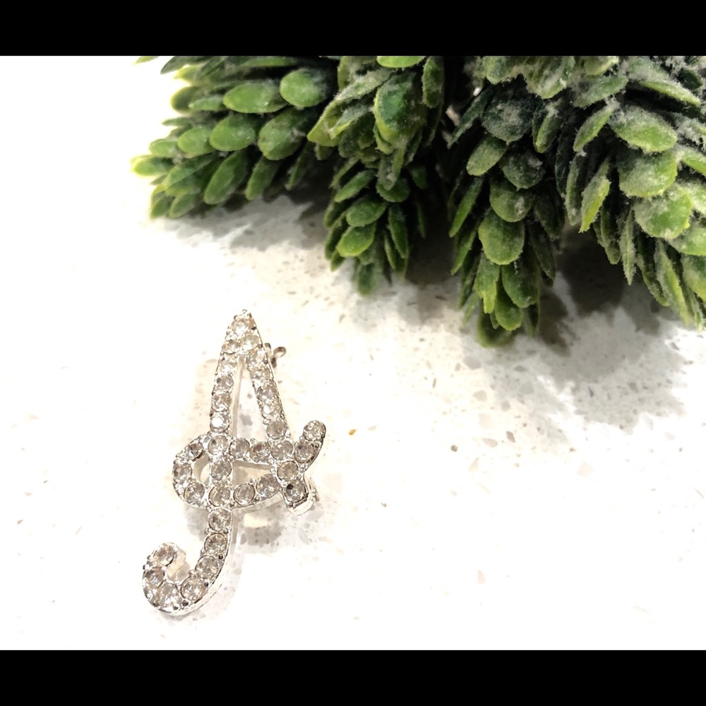 Rhinestone “A” Brooch Pin